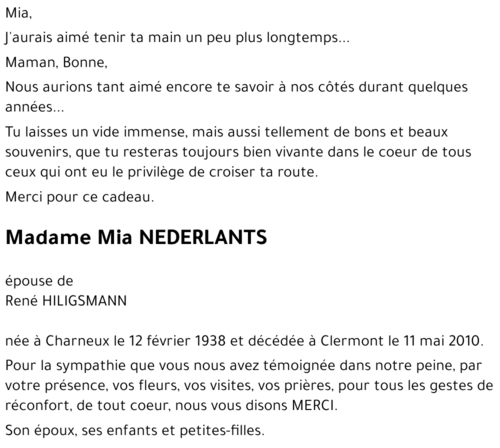 Mia NEDERLANTS