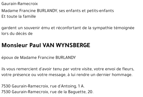 Paul VAN WYNSBERGE