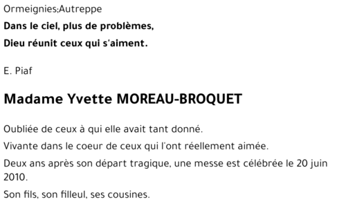 Yvette MOREAU-BROQUET