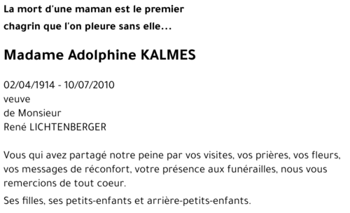 Adolphine KALMES