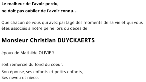 Christian DUYCKAERTS