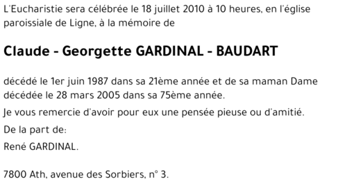 Claude - Georgette GARDINAL - BAUDART