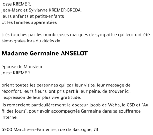 Germaine ANSELOT