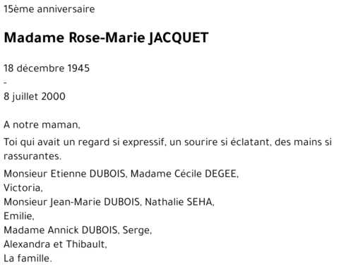 Rose Marie JACQUET