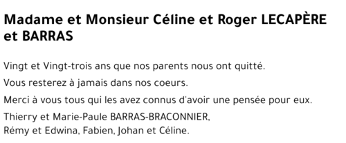 Céline et Roger LECAPERE et BARRAS