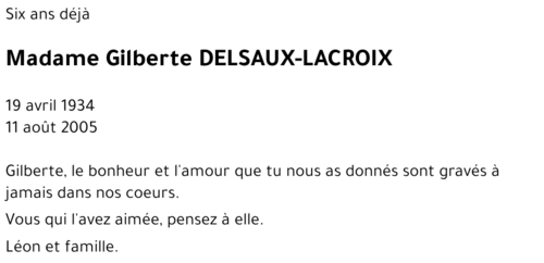 Gilberte DELSAUX-LACROIX