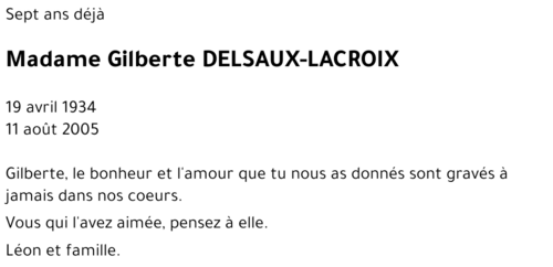 Gilberte DELSAUX-LACROIX