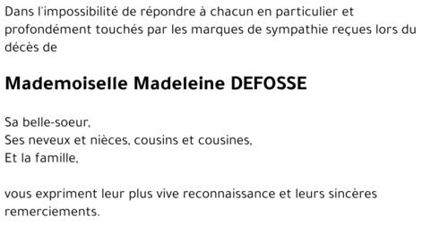 Madeleine DEFOSSE