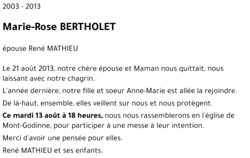 Marie-Rose BERTHOLET