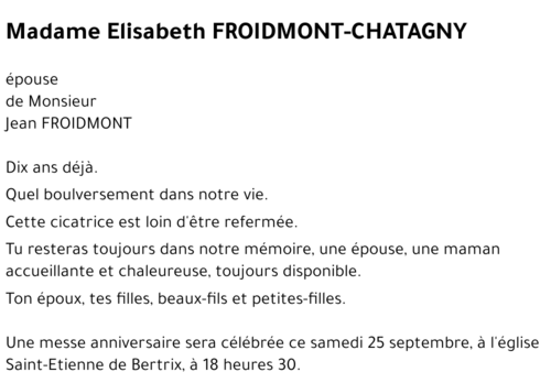 Elisabeth FROIDMONT-CHATAGNY