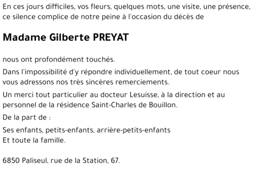 Gilberte PREYAT