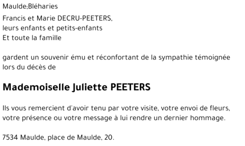 Juliette PEETERS