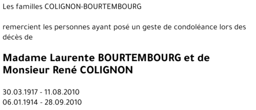 Laurente BOURTEMBOURG René COLIGNON