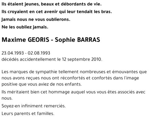 Maxime - Sophie GEORIS - BARRAS