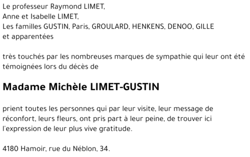 Michèle LIMET-GUSTIN