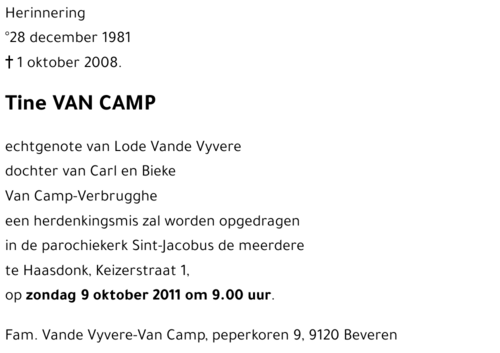 Tine VAN CAMP