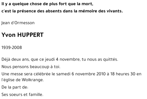 Yvon HUPPERT