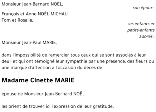 Cinette MARIE