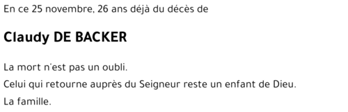 Claudy DE BACKER
