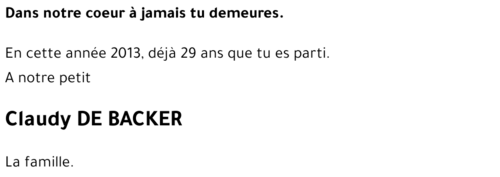 Claudy DE BACKER