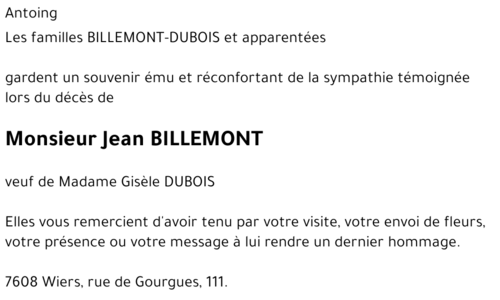 Jean BILLEMONT