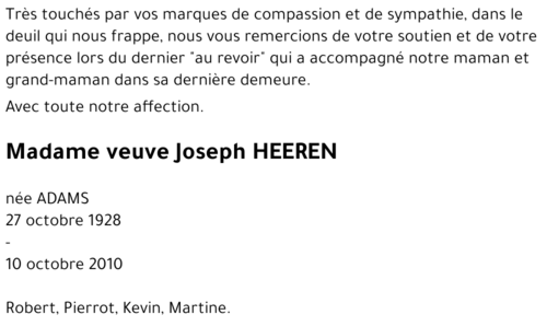 veuve Joseph HEEREN
