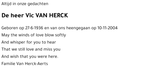 Vic VAN HERCK