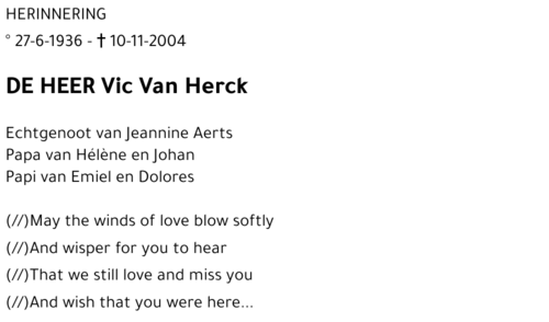 Vic VAN HERCK