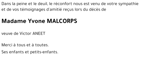 Yvone MALCORPS