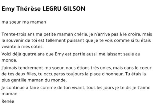 Emy Thérèse LEGRU GILSON