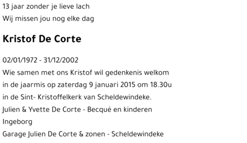 Kristof DE CORTE