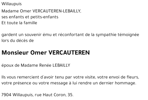 Omer VERCAUTEREN