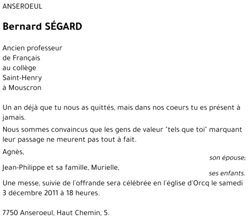 SEGARD Bernard