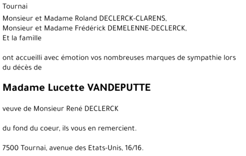 Lucette VANDEPUTTE