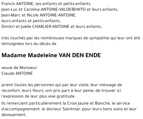 Madeleine VAN DEN ENDE