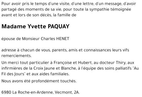 Yvette PAQUAY