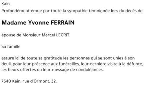 Yvonne FERRAIN