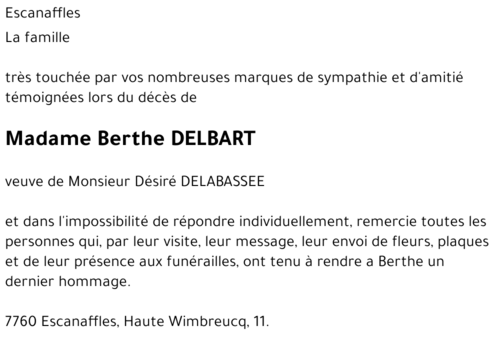 Berthe DELBART