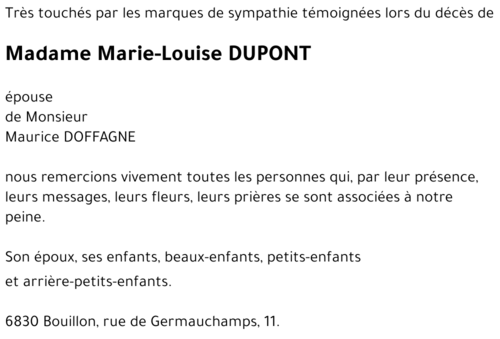 Marie-Louise DUPONT