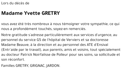 Yvette GRETRY
