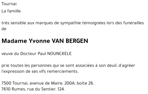 Yvonne VAN BERGEN