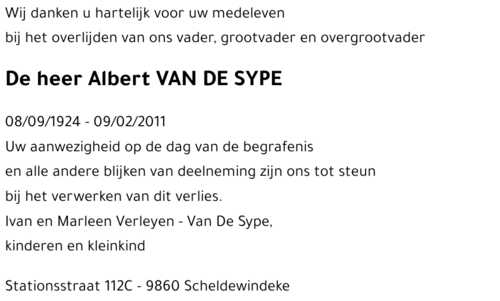 Albert VAN DE SYPE