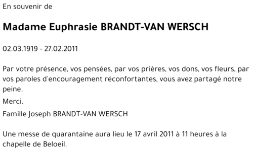 Euphrasie BRANDT-VAN WERSCH