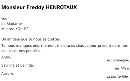 Freddy HENROTAUX