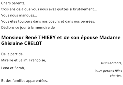 René - Ghislaine THIRY - CRELOT