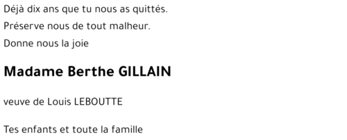 Berthe GILLAIN