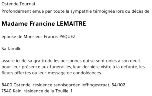 Francine LEMAITRE