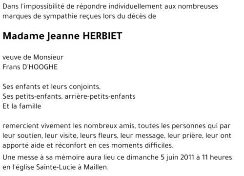 Jeanne HERBIET