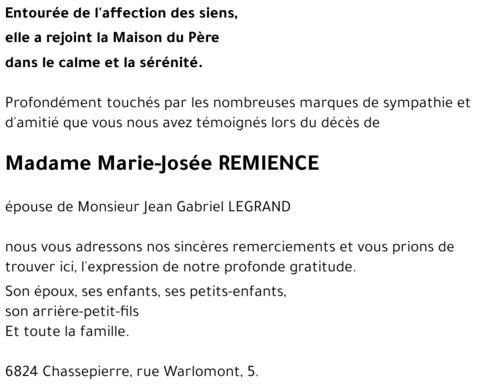 Marie-José REMIENCE