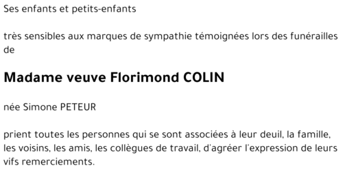 veuve Florimond COLIN